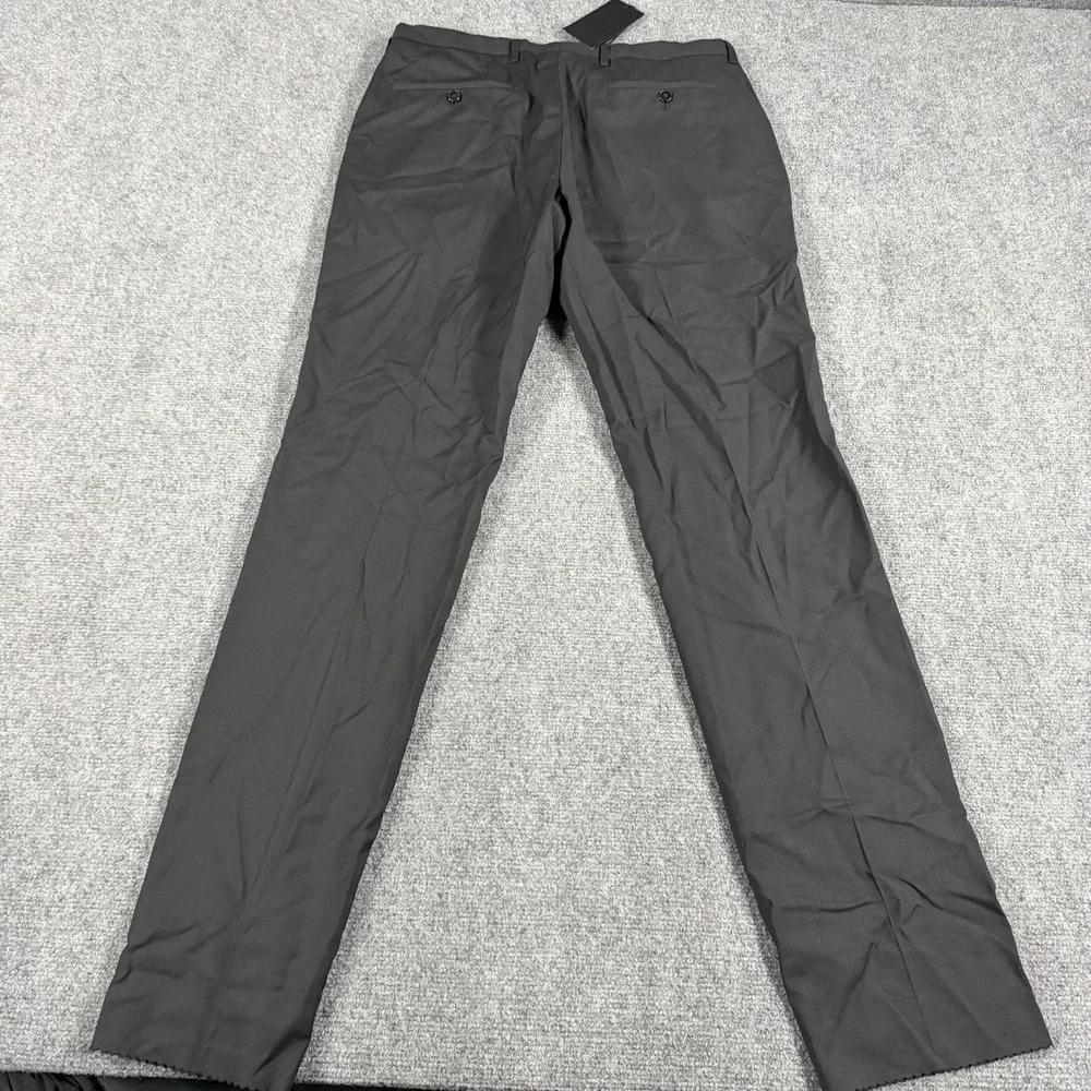 Hugo Boss Dress Suit Pants Mens 32R Black Unhemmed Wool NEW